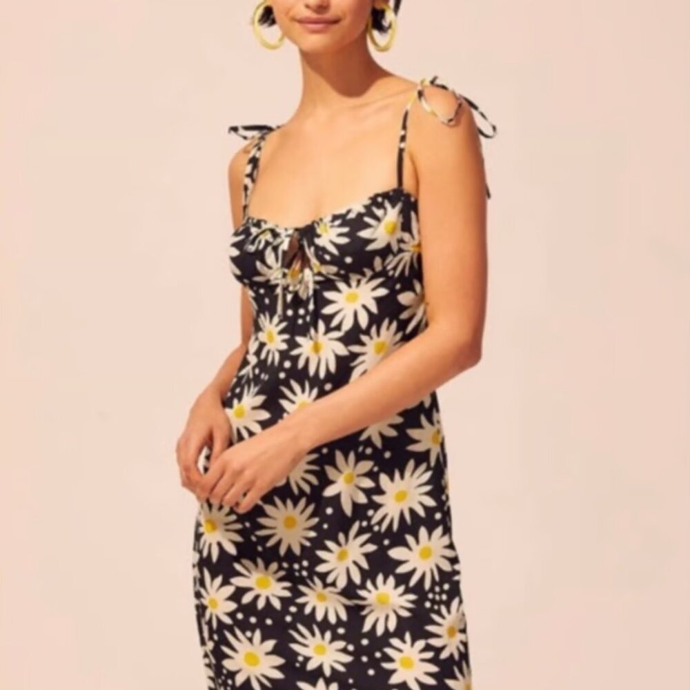 Midi Summer Dress - SOLID AND STRIPED - Tie Straps and Daisies